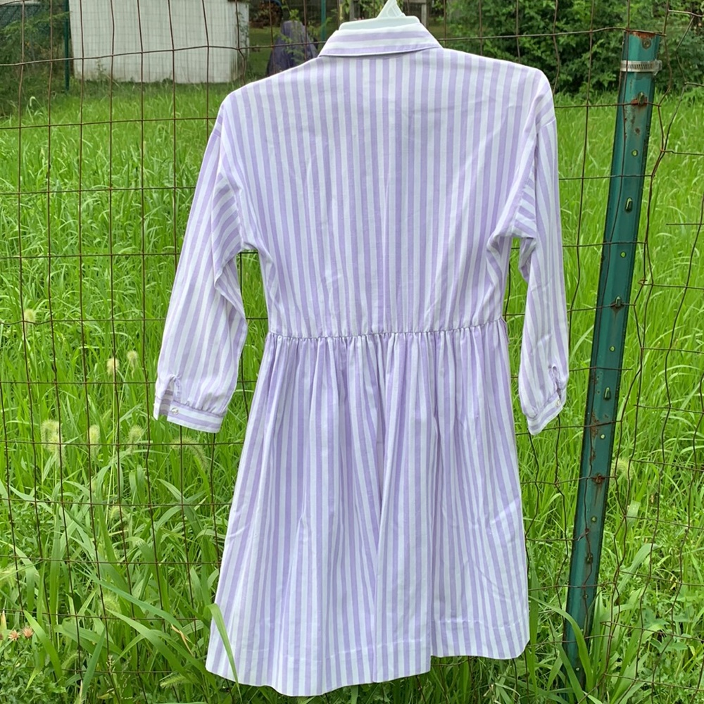 Johnny AppleseedS vintage long sleeve purple striped dress 60s with belt - Picture 2 of 4